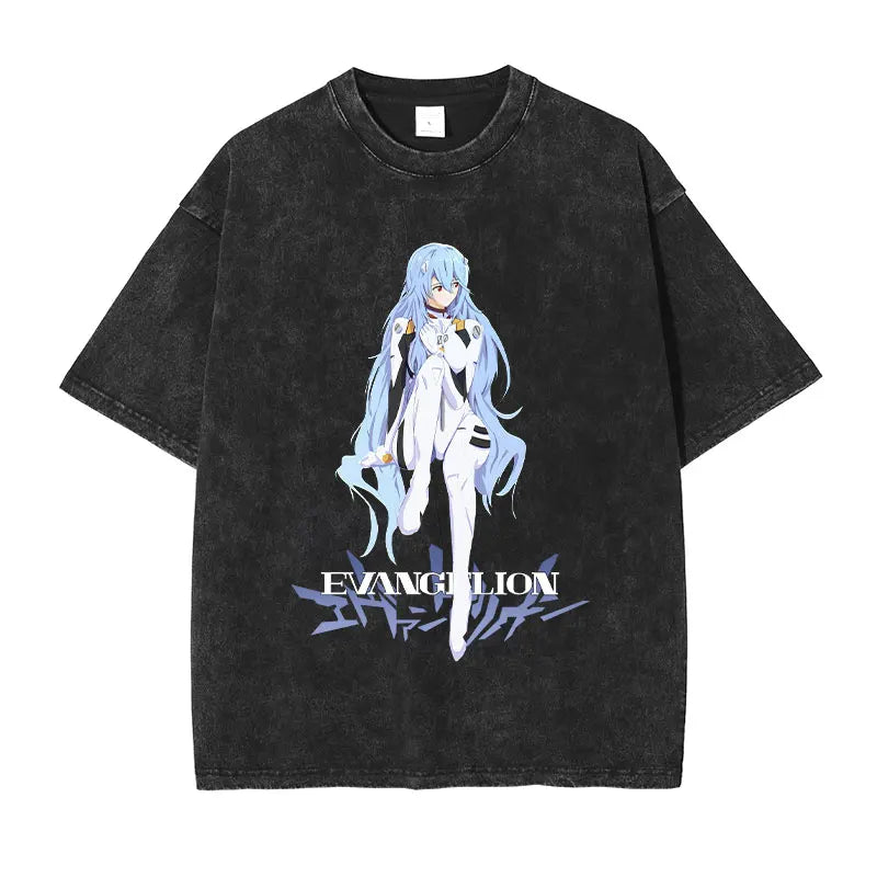 Neon Genesis Evangelion Rei Ayanami Oversized Vintage T-Shirt - The AniStore